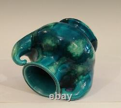 Awaji Pottery Art Deco Japanese Vintage Studio Muscle Vase Blue Green Flambe