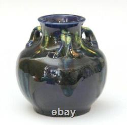 Awaji Pottery Art Deco Studio Japanese Midnight Blue Drip Flambe Glaze