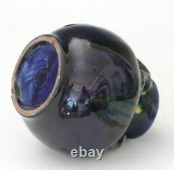 Awaji Pottery Art Deco Studio Japanese Midnight Blue Drip Flambe Glaze