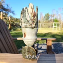 BERNARD ROOKE Pottery Brutalist Abstract Style Vase MCM Sculpture SIGNED Flaw