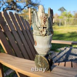 BERNARD ROOKE Pottery Brutalist Abstract Style Vase MCM Sculpture SIGNED Flaw