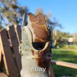 BERNARD ROOKE Pottery Brutalist Abstract Style Vase MCM Sculpture SIGNED Flaw