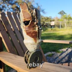 BERNARD ROOKE Pottery Brutalist Abstract Style Vase MCM Sculpture SIGNED Flaw