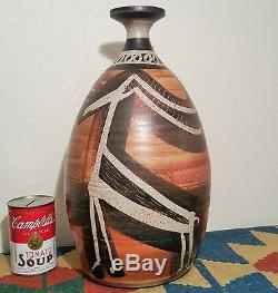 BIG MCM vtg studio art pottery oregon deer antelope stoneware Bennett Welsh vase