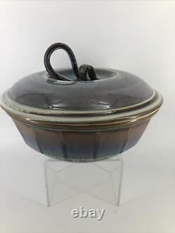 BILL CAMPBELL Signed Studio Art Drip Ribbon Pottery Soup Tureen Lid Vintage