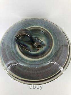 BILL CAMPBELL Signed Studio Art Drip Ribbon Pottery Soup Tureen Lid Vintage