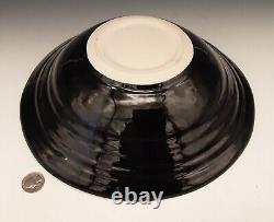 BILL CAMPBELL Signed Studio Art Pottery BIG 12+ Blue Drip Glaze Spiral Bowl