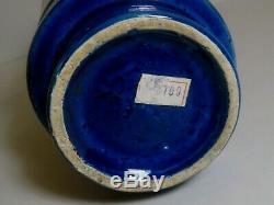 BITOSSI Italian Studio Pottery Vase Blue Rimini Vintage Mid-Century 20.5 cm Tall