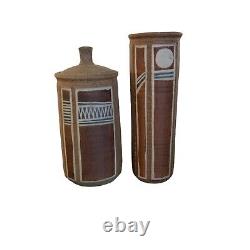 BOB SAKODA Vase Jar MCM Studio Art Pottery Japanese 9.5 & 9 Tall