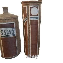 BOB SAKODA Vase Jar MCM Studio Art Pottery Japanese 9.5 & 9 Tall