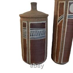 BOB SAKODA Vase Jar MCM Studio Art Pottery Japanese 9.5 & 9 Tall