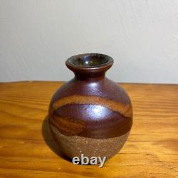 BYRON TEMPLE Signed 4 Vase Vintage Studio Pottery Brown Tones