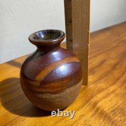 BYRON TEMPLE Signed 4 Vase Vintage Studio Pottery Brown Tones