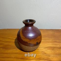 BYRON TEMPLE Signed 4 Vase Vintage Studio Pottery Brown Tones