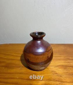 BYRON TEMPLE Signed 4 Vase Vintage Studio Pottery Brown Tones