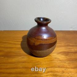 BYRON TEMPLE Signed 4 Vase Vintage Studio Pottery Brown Tones