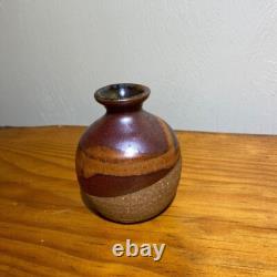BYRON TEMPLE Signed 4 Vase Vintage Studio Pottery Brown Tones