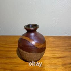 BYRON TEMPLE Signed 4 Vase Vintage Studio Pottery Brown Tones