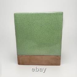 Barbara Willis MCM California Pottery Slab Vase GreenCrackle Signed 642A Vintage