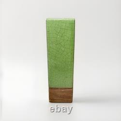Barbara Willis MCM California Pottery Slab Vase GreenCrackle Signed 642A Vintage