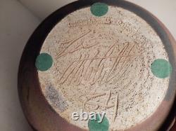 Beautiful Vintage Leslie Mitchell Studio Pottery Raku 13.5 Vase Texas Artist