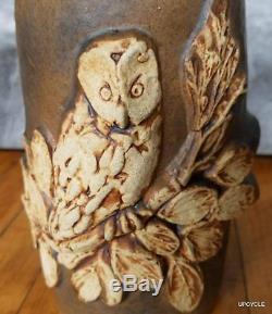 Bernard Rooke vintage Mid Century Modern Brutalist studio pottery OWL vase