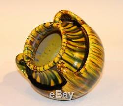 Big Awaji Pottery Art Deco Japanese Vintage Studio Vase Yellow Flambe Glaze