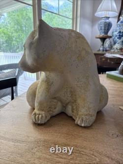 Big Vintage 1980's Tony Evans Raku Bear Animal Sculpture Studio Pottery 13