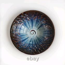 Bill Campbell Signed Art Pottery Glaze Spiral Bowl/Centerpiece Earth Wind & fire