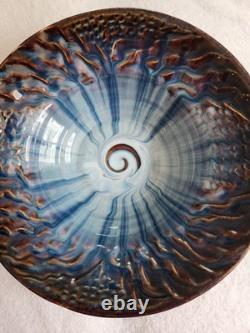 Bill Campbell Signed Art Pottery Glaze Spiral Bowl/Centerpiece Earth Wind & fire
