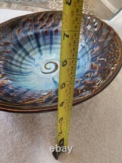 Bill Campbell Signed Art Pottery Glaze Spiral Bowl/Centerpiece Earth Wind & fire