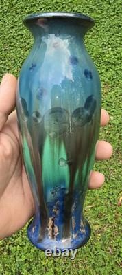 Bill Campbell Studio Art Pottery Bud Vase Drip Crystalline Glaze 7.5 Vintage