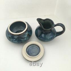 Bill Campbell Studio Art Pottery Tea Pot Creamer Sugar Cups Saucers Signed Vtg