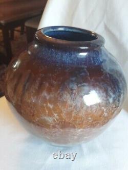 Bill Campbell Studio Pottery 10.5 Vase Crystalline Blue Brown Rust Signed