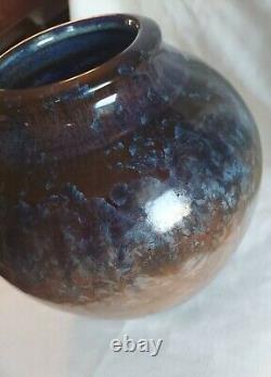 Bill Campbell Studio Pottery 10.5 Vase Crystalline Blue Brown Rust Signed