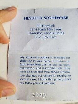 Bill Heyduck 1998 Signed Lg Tooled Studio Stoneware Pottery Vase Fish Design