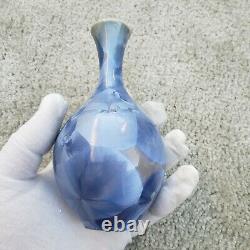 Blue Crystalline Glazed Art Pottery Vase signed