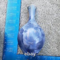 Blue Crystalline Glazed Art Pottery Vase signed