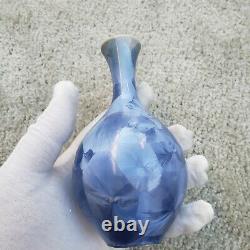 Blue Crystalline Glazed Art Pottery Vase signed