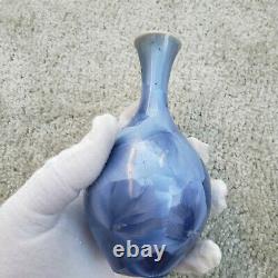 Blue Crystalline Glazed Art Pottery Vase signed