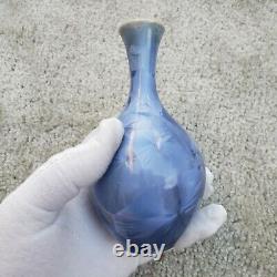 Blue Crystalline Glazed Art Pottery Vase signed