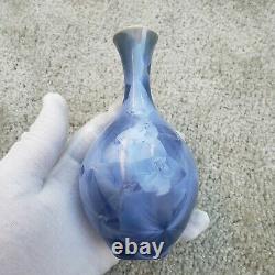 Blue Crystalline Glazed Art Pottery Vase signed