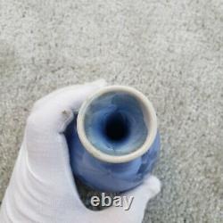 Blue Crystalline Glazed Art Pottery Vase signed