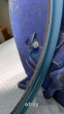Blue Pottery Sculpture Stairs Steps 1995 OOAK People Vintage Studio Art New York