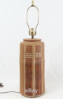 Bob Sakoda 1981 Studio Pottery Incised Vintage Table Lamp Danish Modern