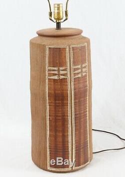 Bob Sakoda 1981 Studio Pottery Incised Vintage Table Lamp Danish Modern