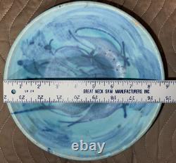 Bowl JT Abernathy Studio Pottery Ann Arbor 8.75 Diameter Vintage Blue on Blue