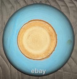 Bowl JT Abernathy Studio Pottery Ann Arbor 8.75 Diameter Vintage Blue on Blue