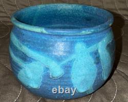 Bowl or Mug JT Abernathy Studio Pottery Ann Arbor 3x3.5 Vtg Signed Blue on Blue