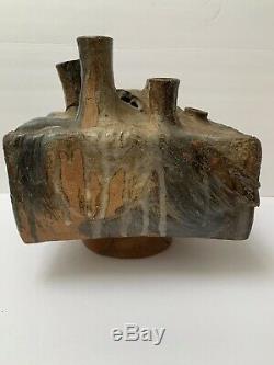 Brutalist Studio Ceramic Vase Ikebana Vessel Vintage Pottery